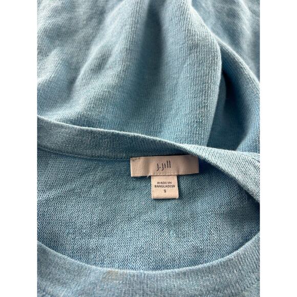 J. Jill Linen Blend Womens Small Baby Blue 3/4 Sleeve Beachy Light Blouse - Picture 7 of 8